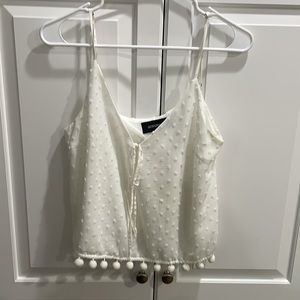 MINK PINK Small White Dotted lined loose Tank top